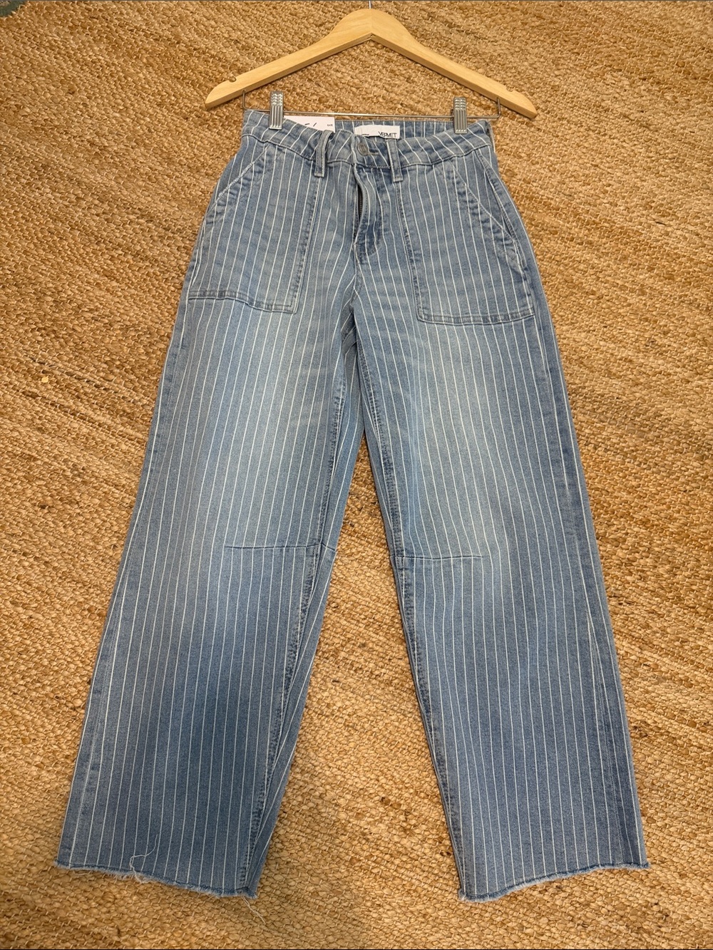 VERVET BY FLYING MONKEY Blue Pinstripe Relaxed Wide-Leg Jeans